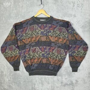 Vintage Sears Sweater Mens 2XL Geometric Aztec Pattern Crewneck Pullover 90s